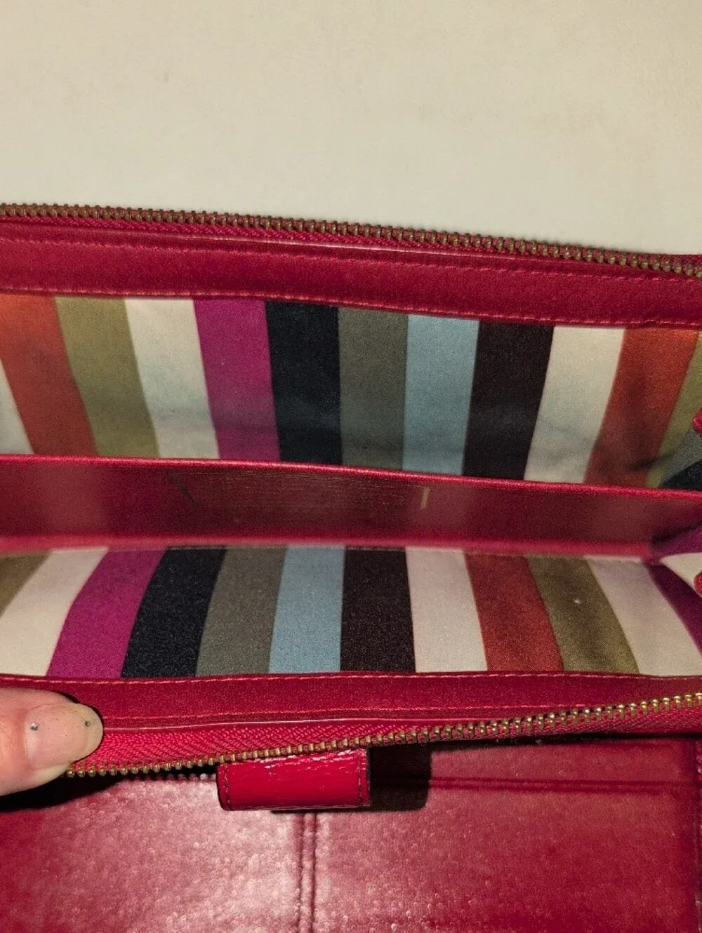 Coach Legacy Signature Monogram Red Stripe Slim Bifold Wallet- Vintage